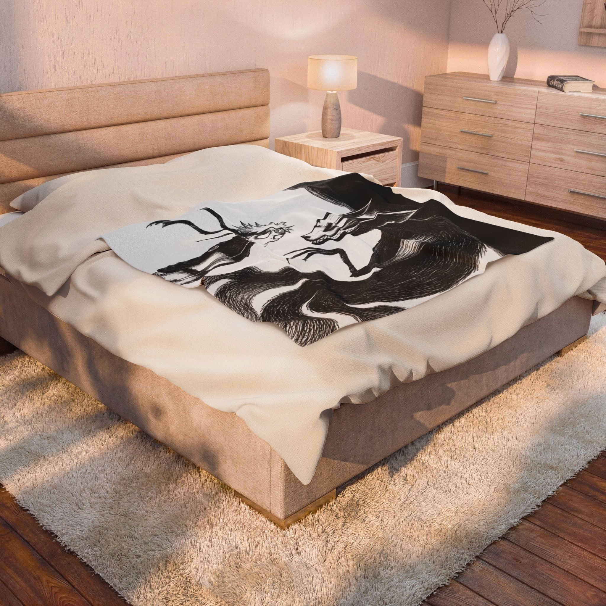 Naruto and Kurama Gothic Throw Blanket