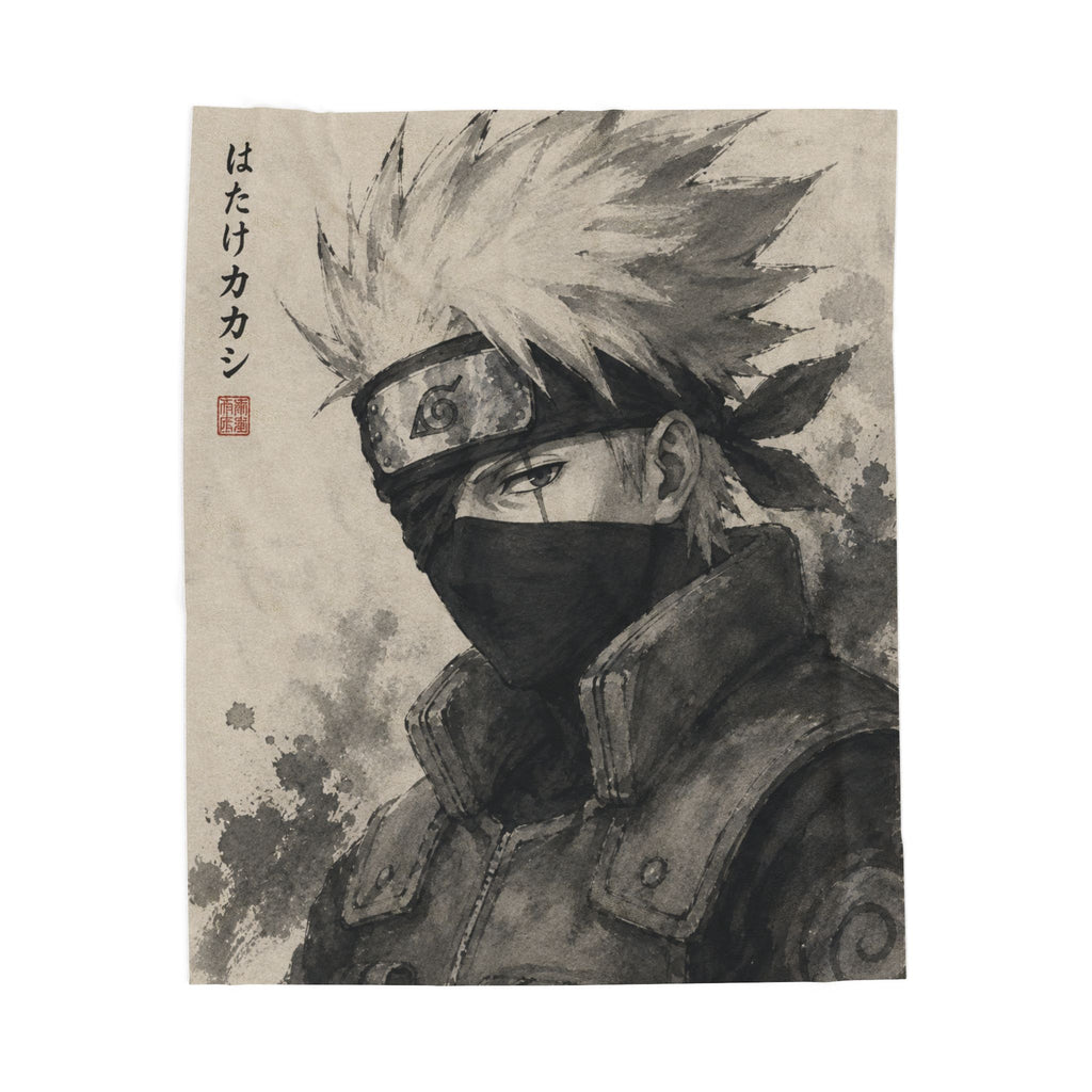 Kakashi Ink Wash Plush Blanket – Anime Ninja Throw