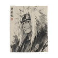 Jiraiya Ink Wash Portrait Plush Blanket — Anime Ninja Throw