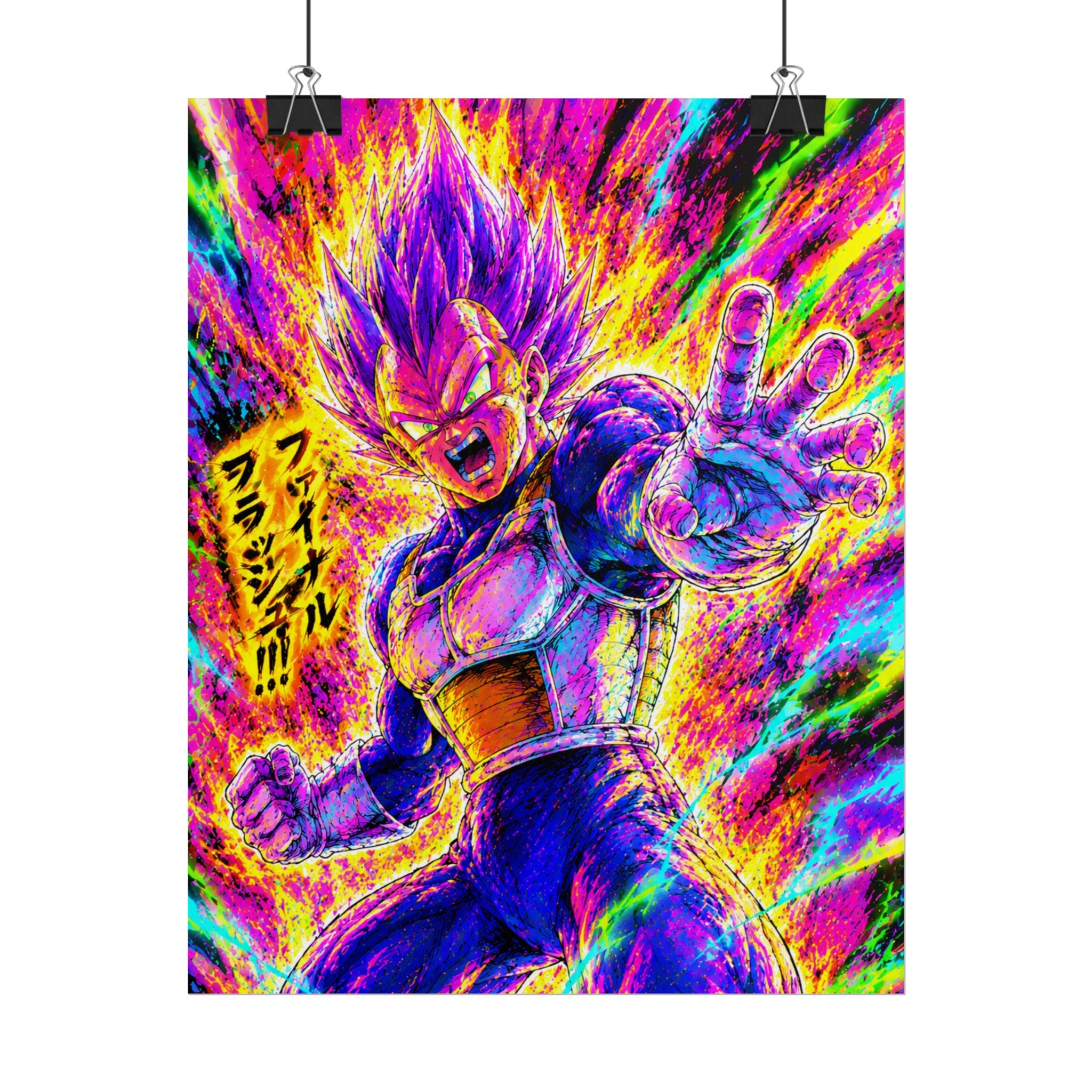 Vegeta Super Saiyan Poster – Neon Energy Rolled Anime Print