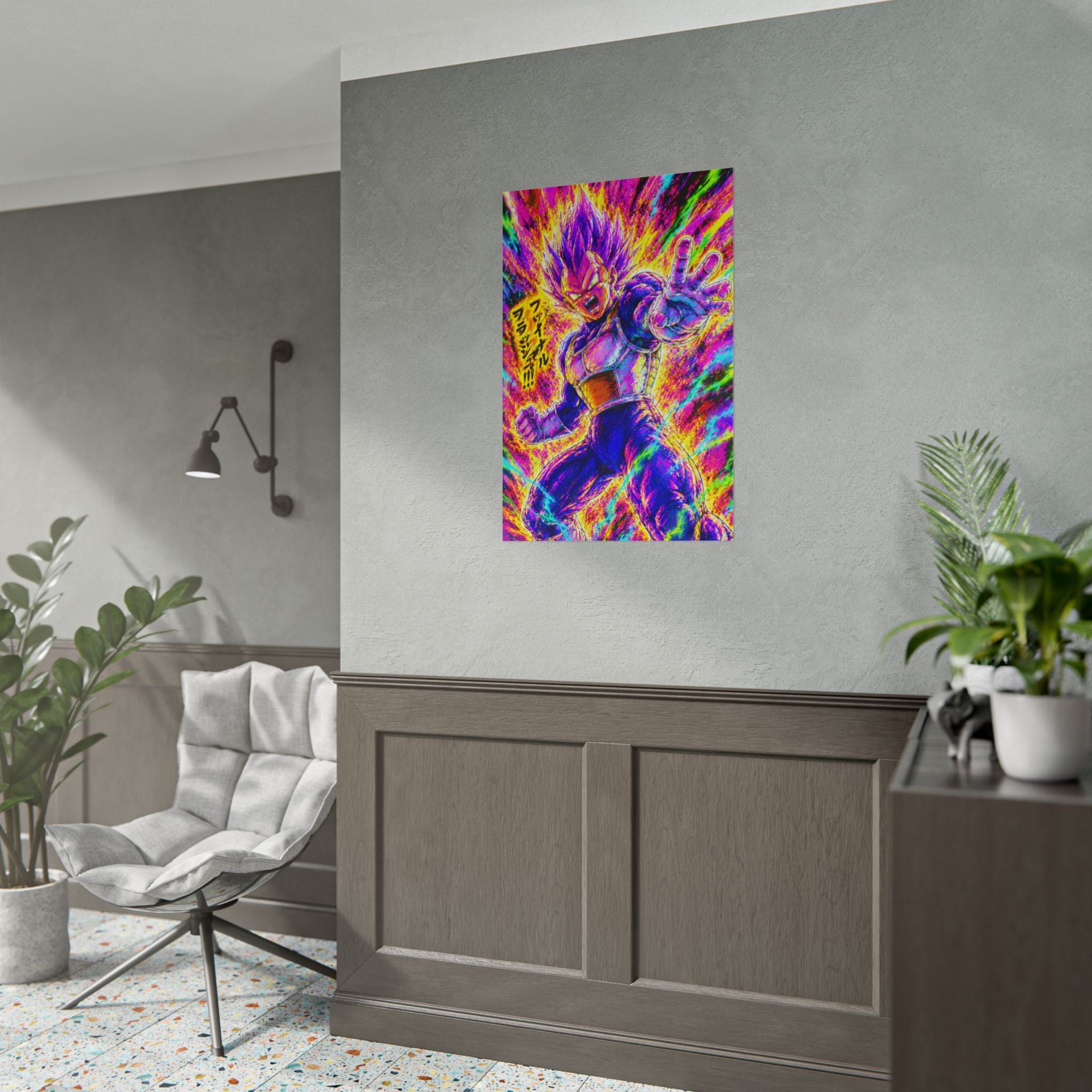 Vegeta Super Saiyan Poster – Neon Energy Rolled Anime Print