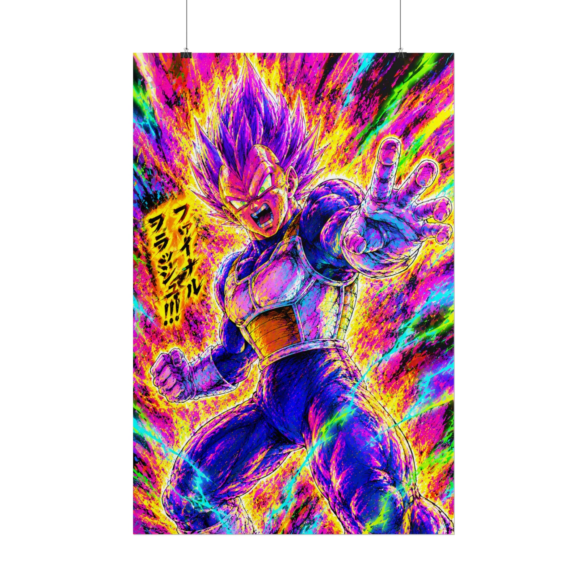 Vegeta Super Saiyan Poster – Neon Energy Rolled Anime Print
