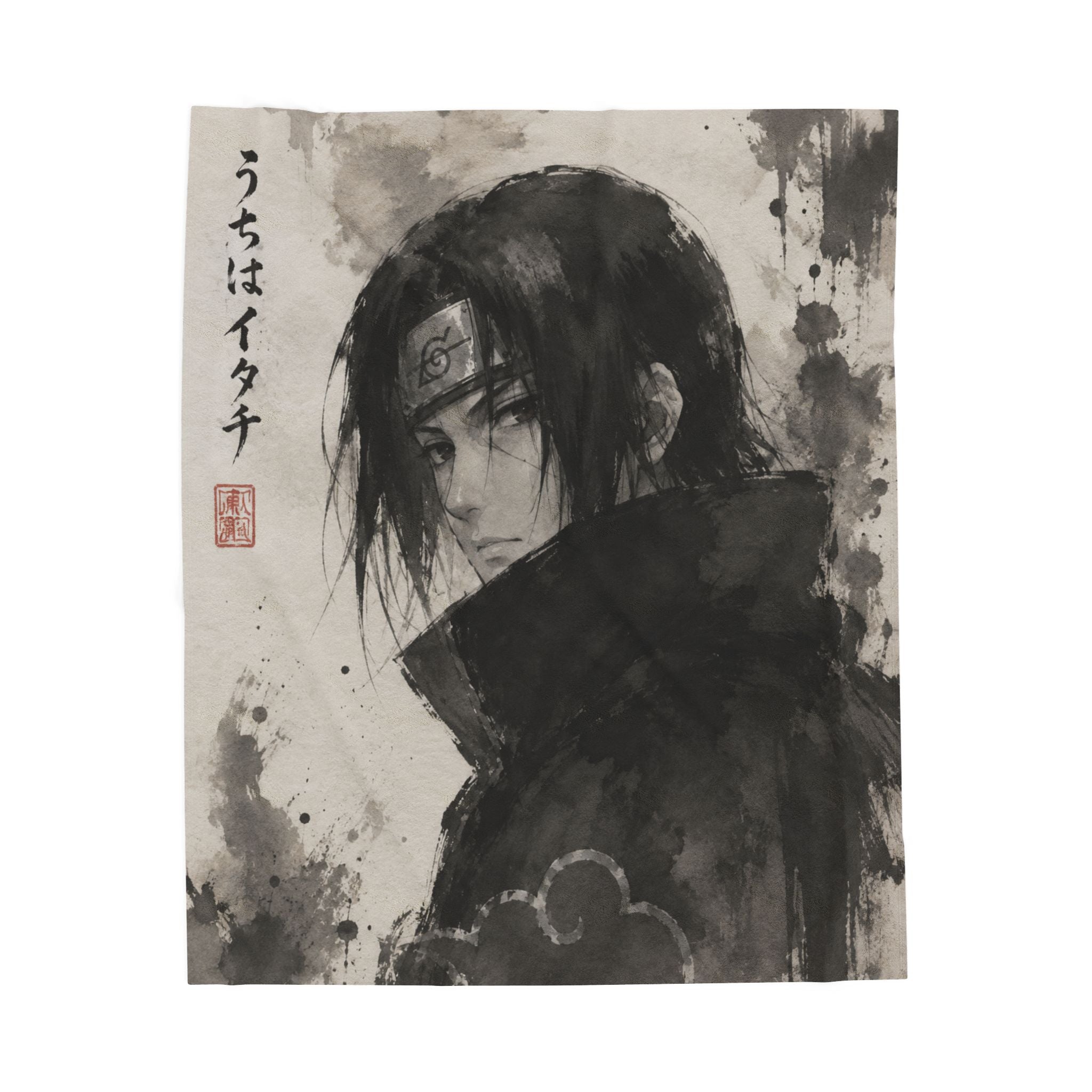 Itachi Uchiha Anime Ink Wash Plush Blanket