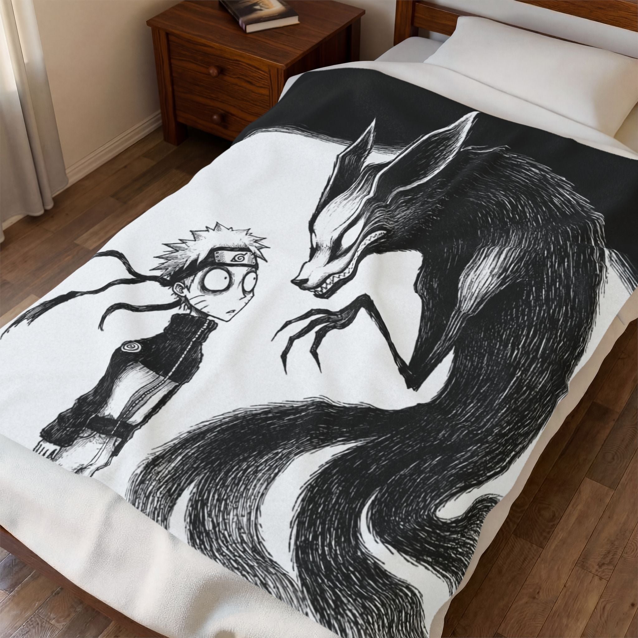 Naruto and Kurama Gothic Throw Blanket